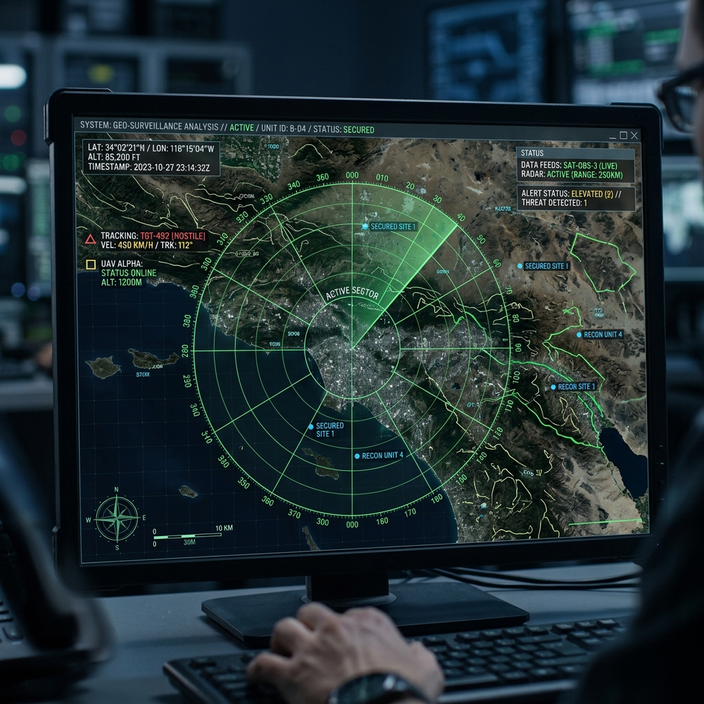 Geospatial tactical tracking display of earth topography